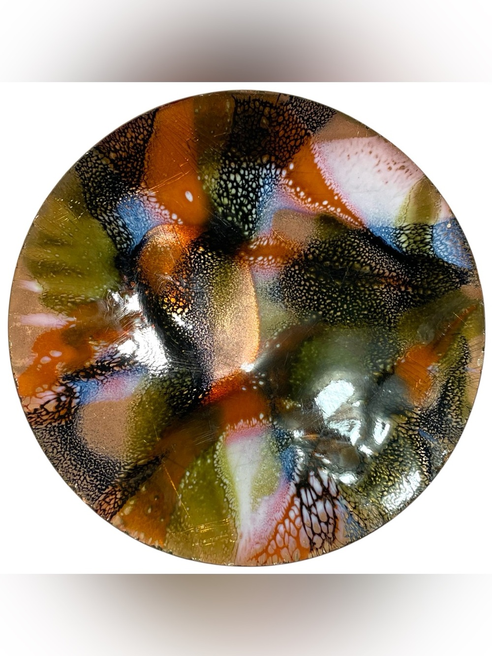 Vintage 1960s Jules Ferrier Copper on Enamel Colorful Abstract 5" Plate